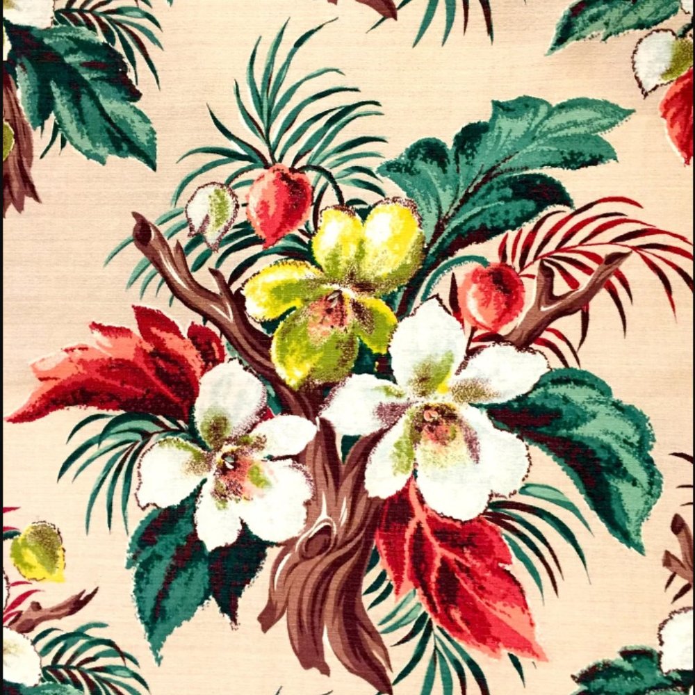 Vintage Barkcloth Panel